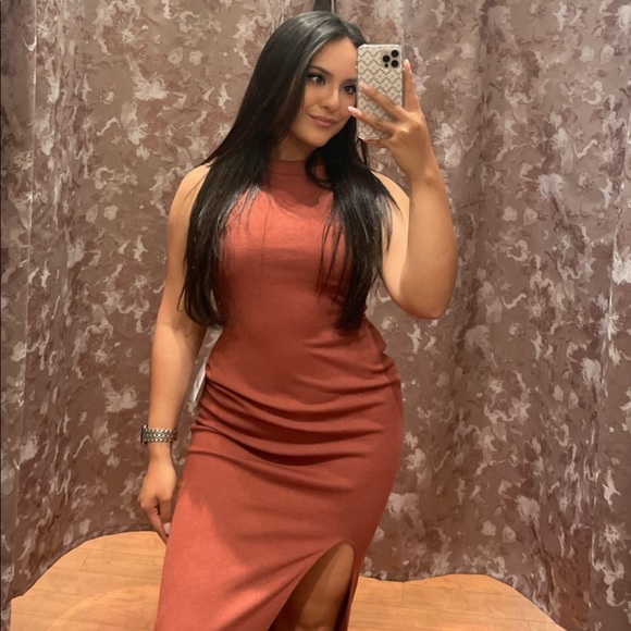 Bodycon Maxi Burnt Orange Dress - Picture 1 of 3